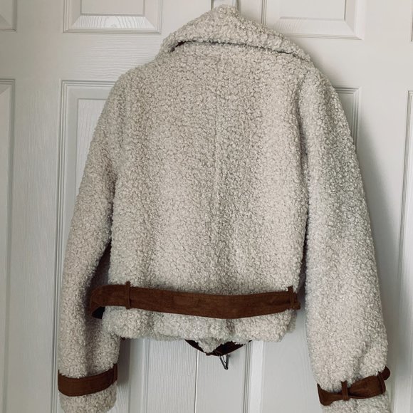 SHIRPA MOTO Jacket With Suede Trim In Light Cream - Picture 9 of 9